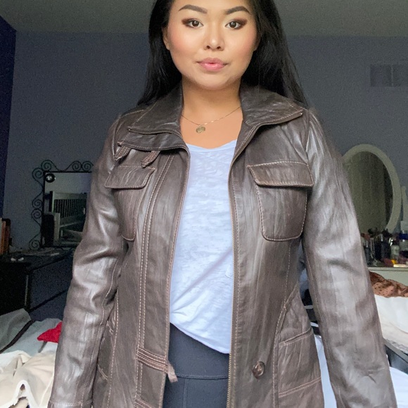 Danier Jackets & Blazers - Danier Brown Leather Jacket Fits Size S-M